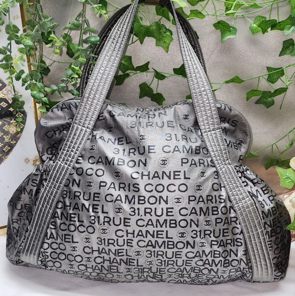 Authentic CHANEL Silver Rue de Cambon Unlimited Bag Travel Bundle
